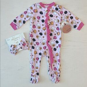 🎃 Milkberry Baby Girl Bamboo Ruffle Footie Halloween Ghosts 0-3 3-6 6-9 months